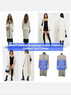 BNWTT Pilcro Anthropologie Classic Long-Line CardiganSize S Petite